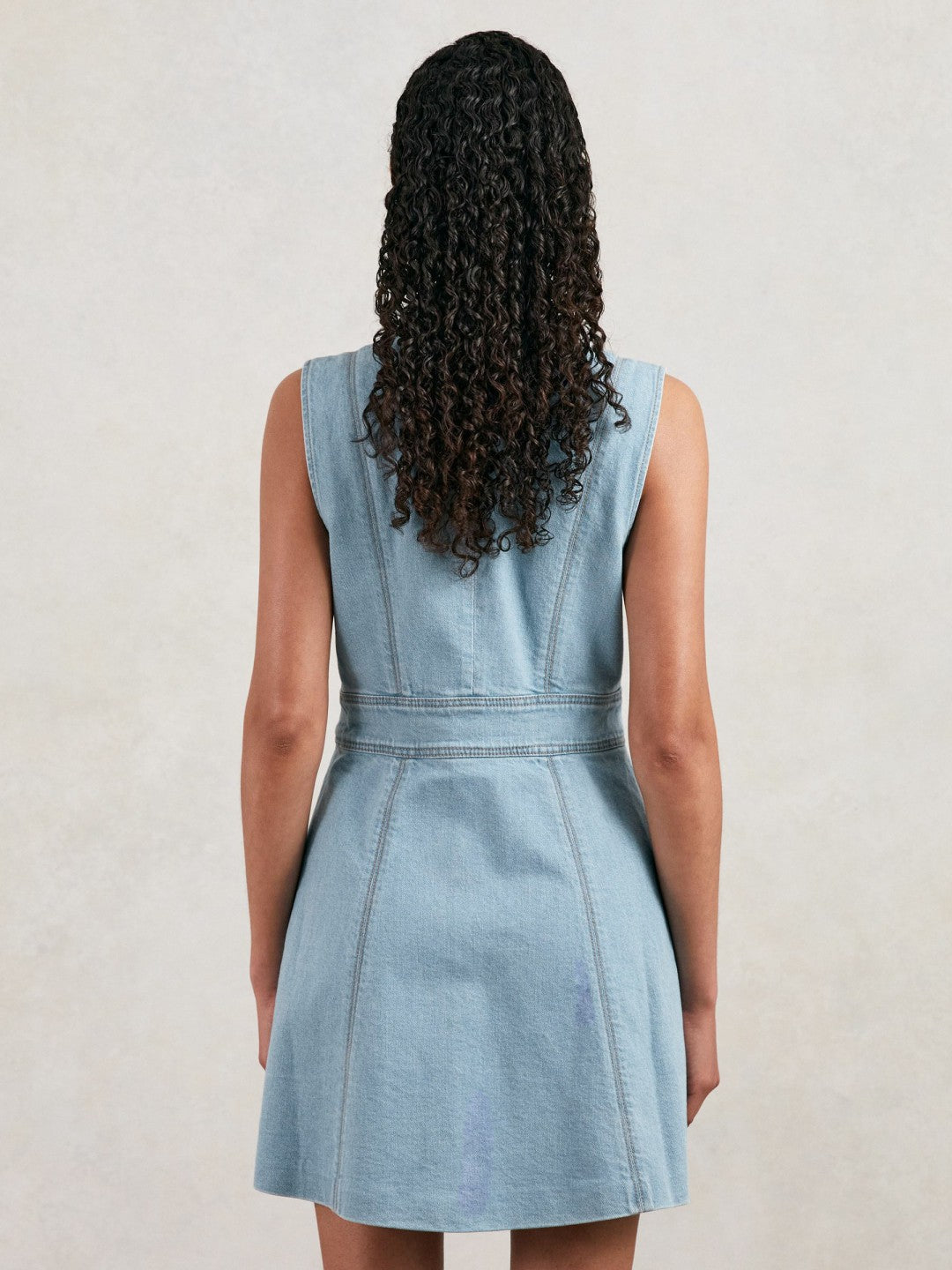 Women Paige Denim Button-Through Mini Dress in Jocelyn Blue
