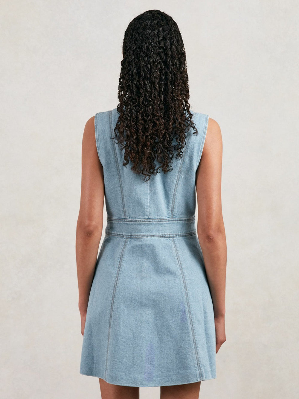 Women Paige Denim Button-Through Mini Dress in Jocelyn Blue