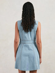 Women Paige Denim Button-Through Mini Dress in Jocelyn Blue