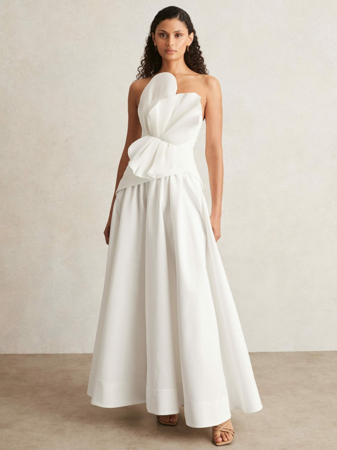 Women Acler Ivory Plissé Fan Strapless Maxi Dress in Ivory