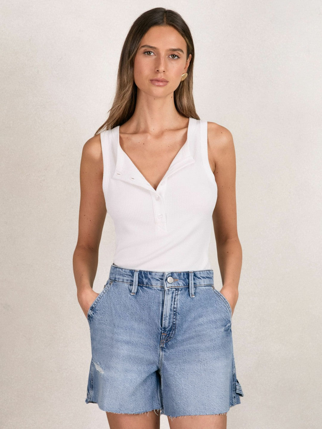 Women 90S Long 100% Cotton Shorts in Indigo Blue