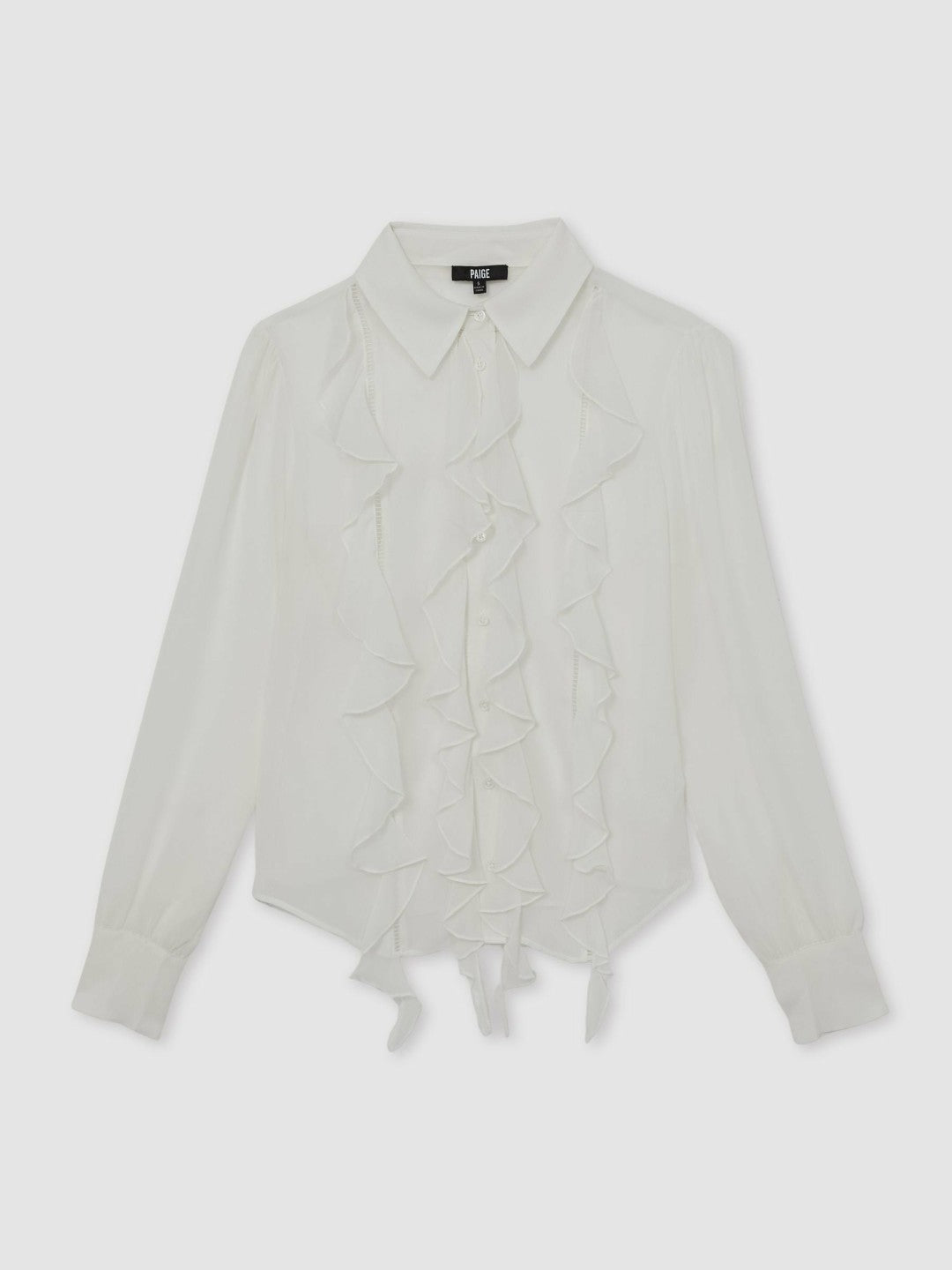 Women Paige Silk Georgette Ruffle Trim Shirt in White