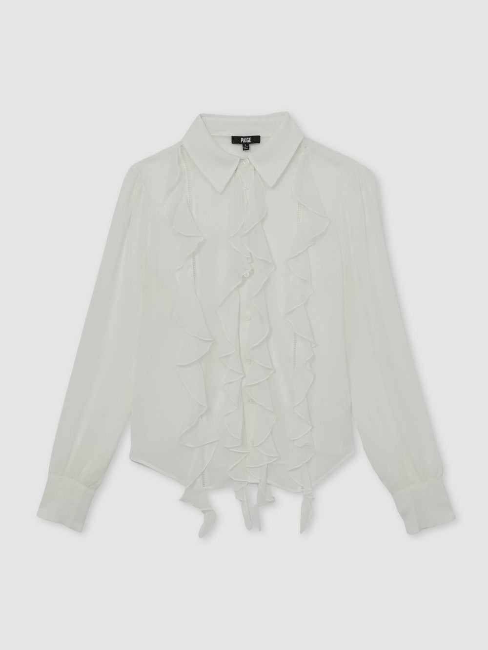 Women Paige Silk Georgette Ruffle Trim Shirt in White