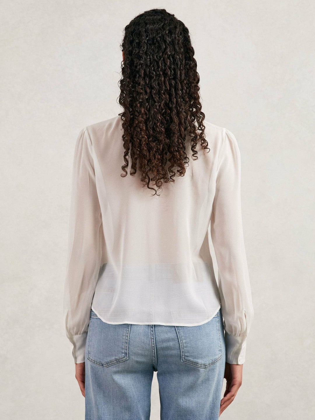 Women Paige Silk Georgette Ruffle Trim Shirt in White