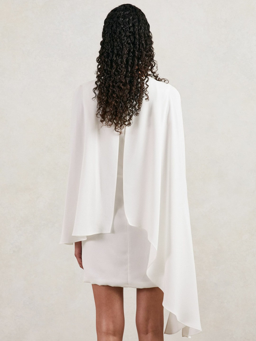 Women Halston Mini Ivory Asymmetric Cape Dress in Ivory