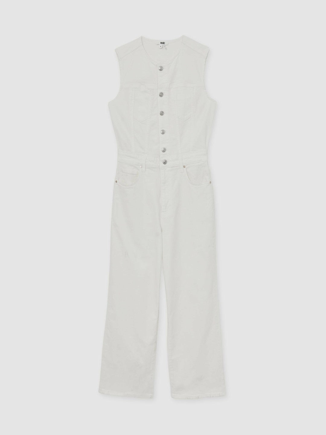 Women Paige Denim Straight Leg Jumpsuit in Ecru