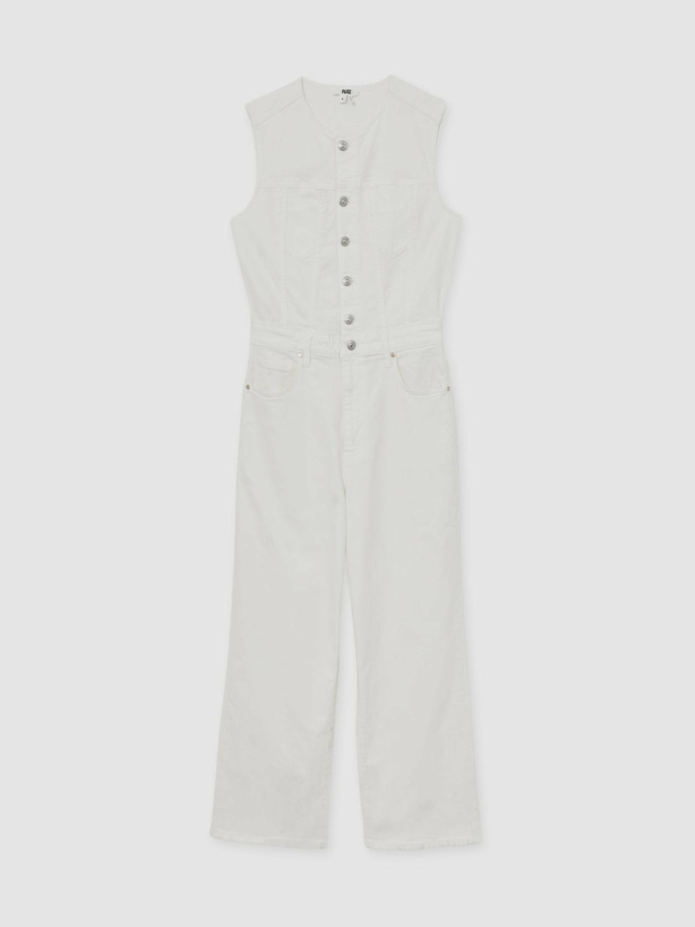 Women Paige Denim Straight Leg Jumpsuit in Ecru