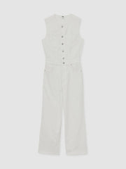 Women Paige Denim Straight Leg Jumpsuit in Ecru