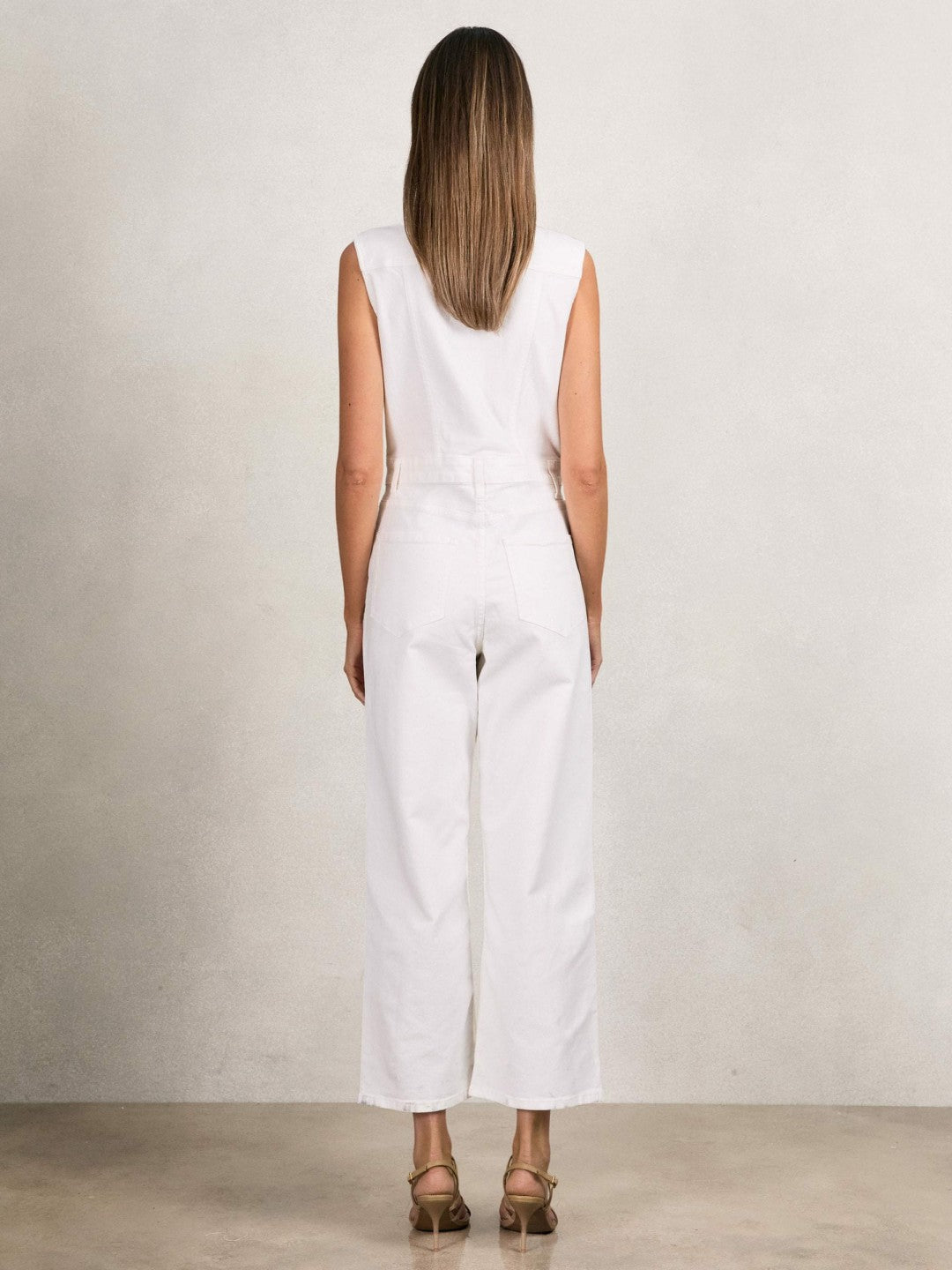 Women Paige Denim Straight Leg Jumpsuit in Ecru