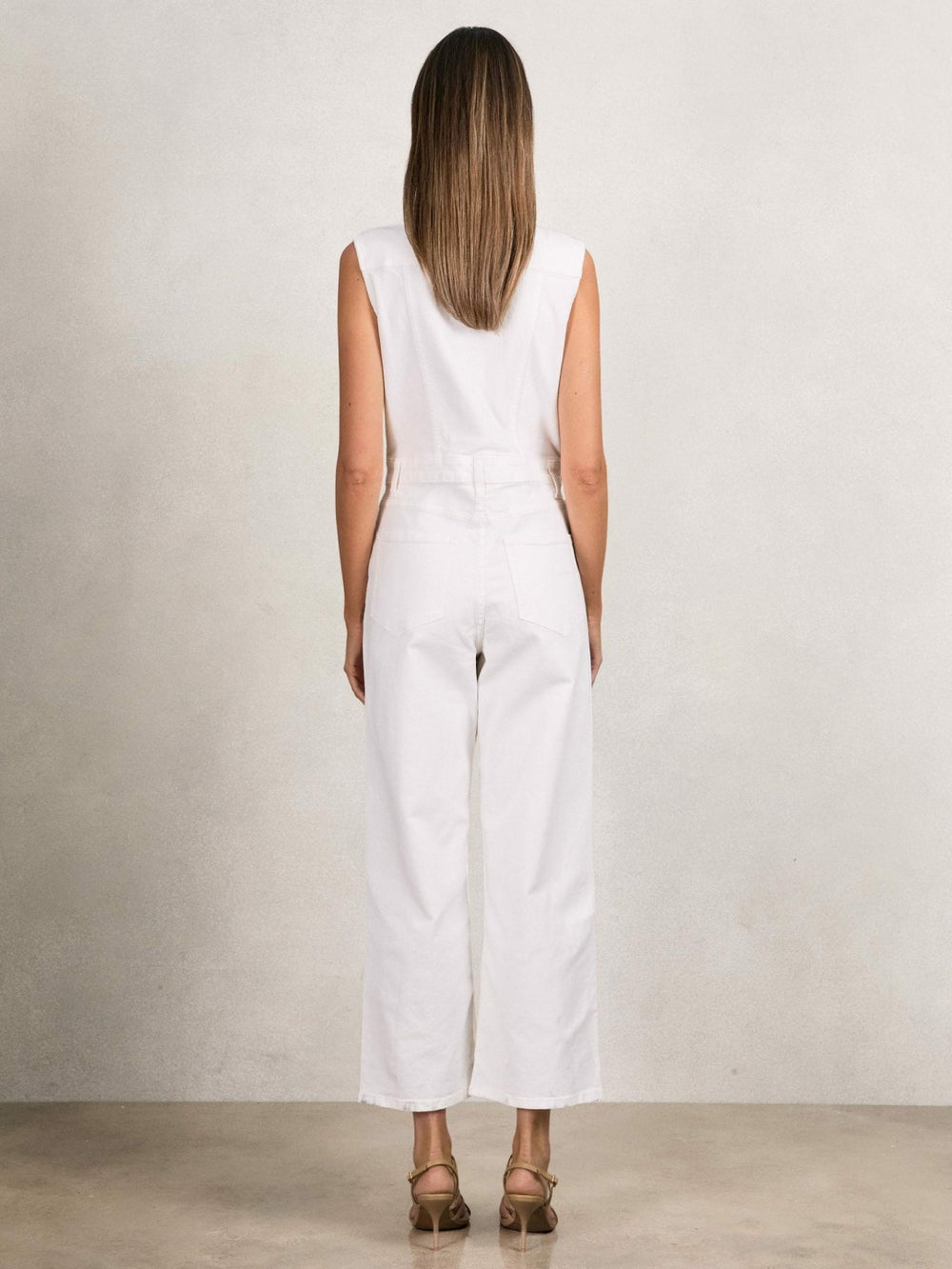 Women Paige Denim Straight Leg Jumpsuit in Ecru
