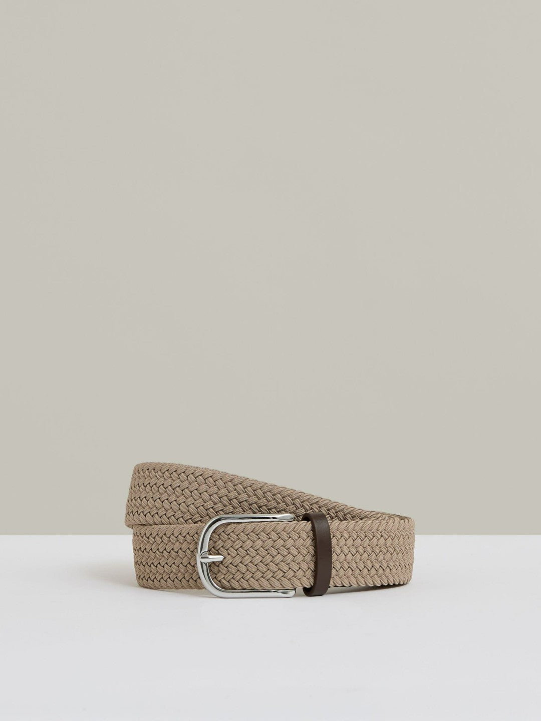 Men Basket Weave Belt in Stone