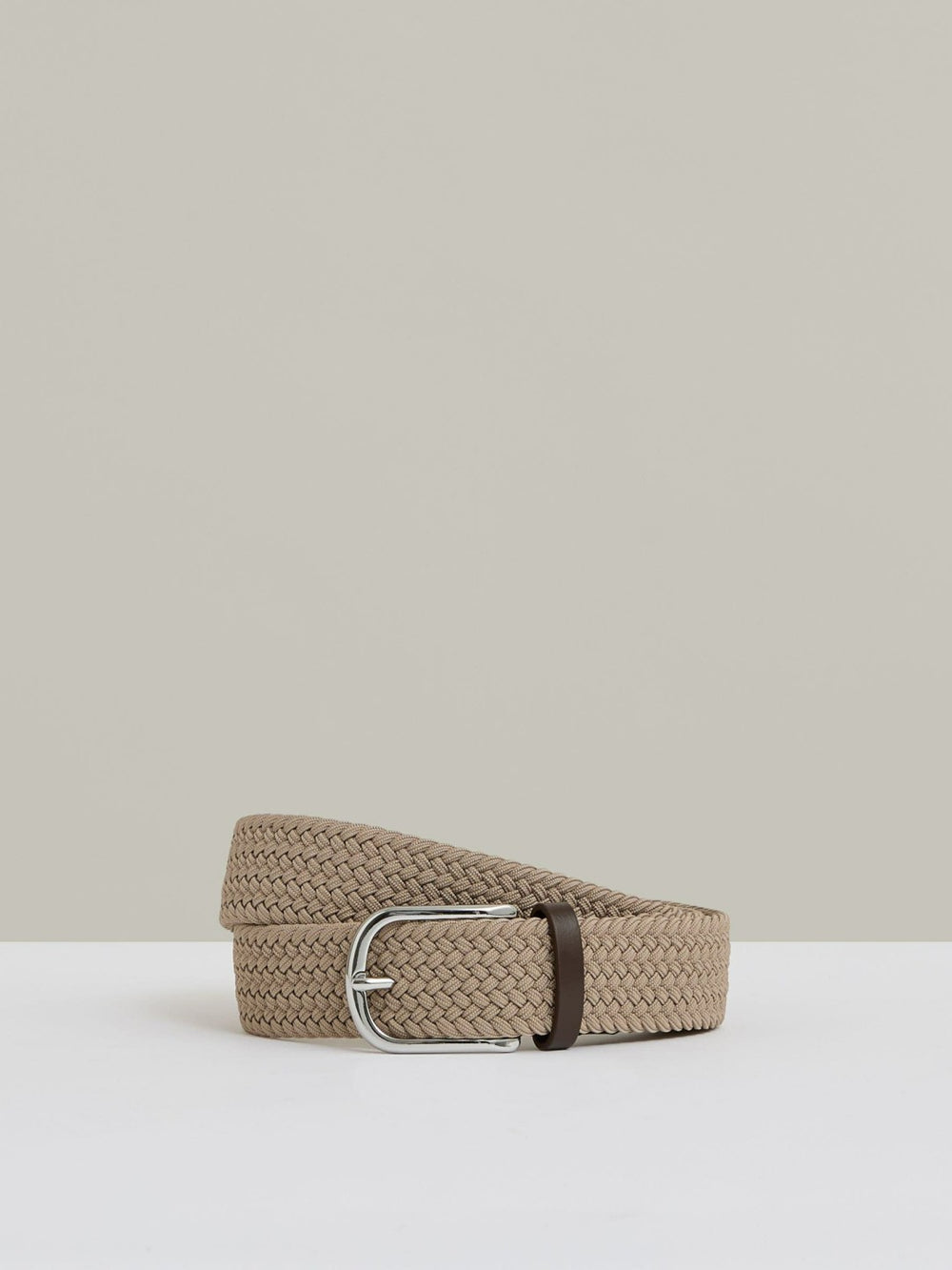 Men Basket Weave Belt in Stone