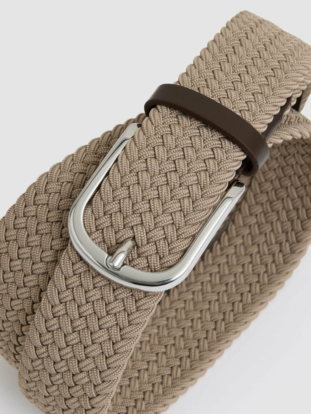Men Basket Weave Belt in Stone
