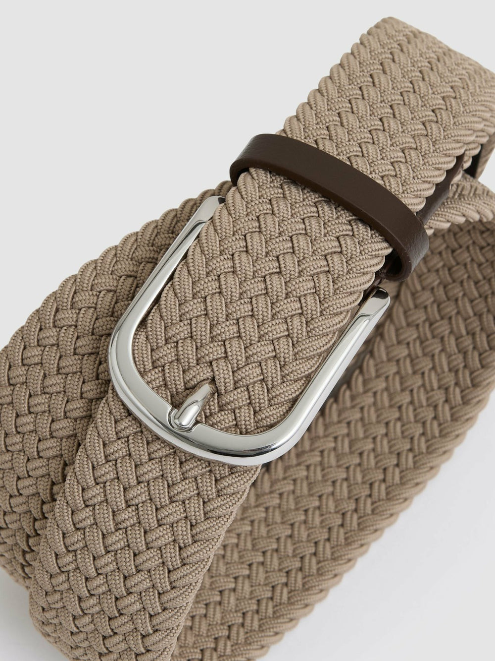 Men Basket Weave Belt in Stone