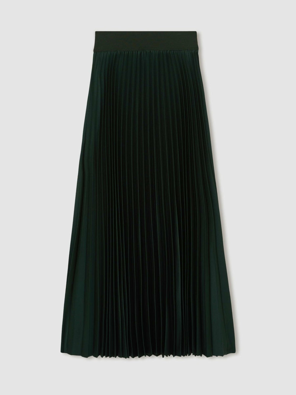 Women Pleated Midi Skirt in Dark Green