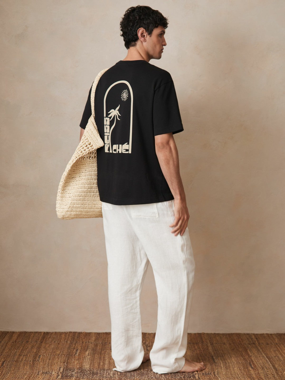 Men | Ché Cotton Palm-Print T-Shirt in Black