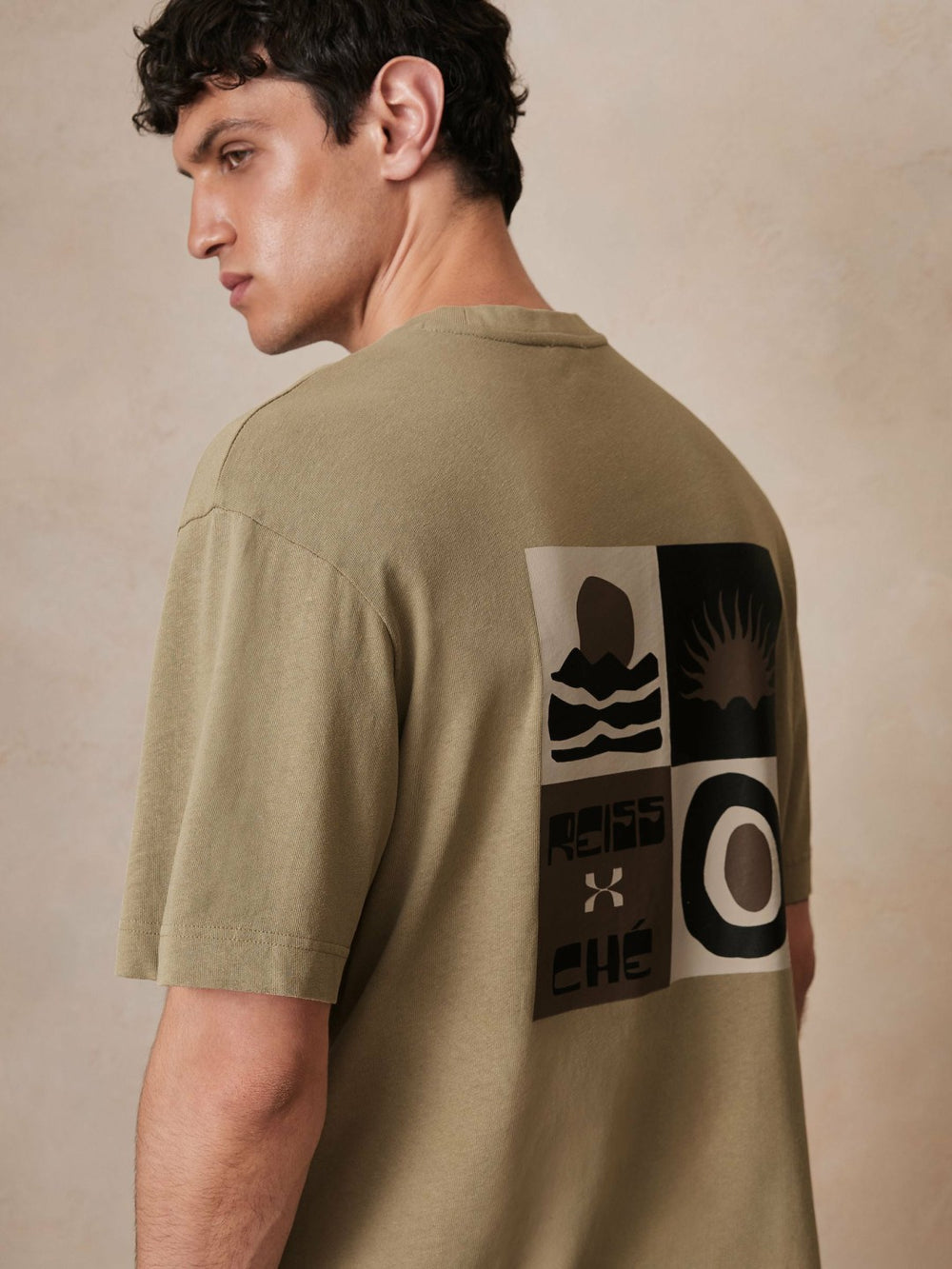 Men | Ché Cotton-Linen Sunset T-Shirt in Sage Green