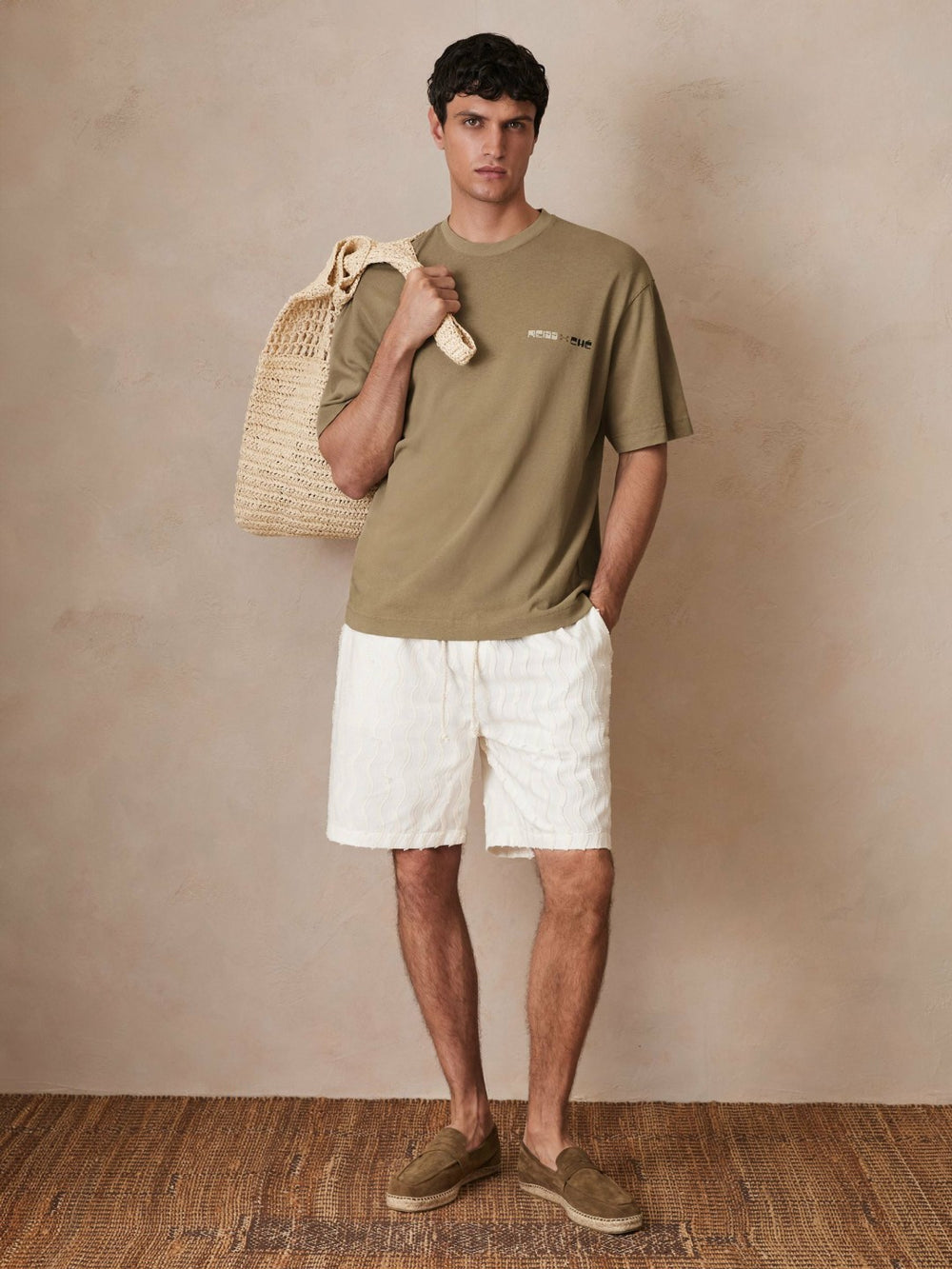 Men | Ché Cotton-Linen Sunset T-Shirt in Sage Green