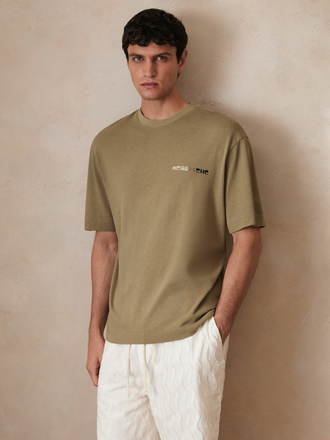 Men | Ché Cotton-Linen Sunset T-Shirt in Sage Green