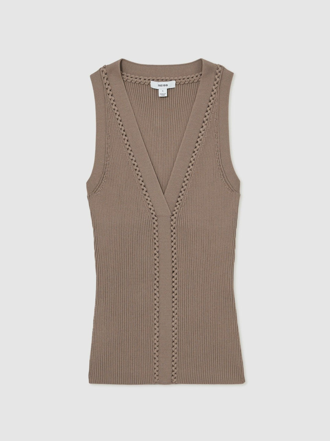 Women Craft-Stitch Rib-Knit Vest in Mink