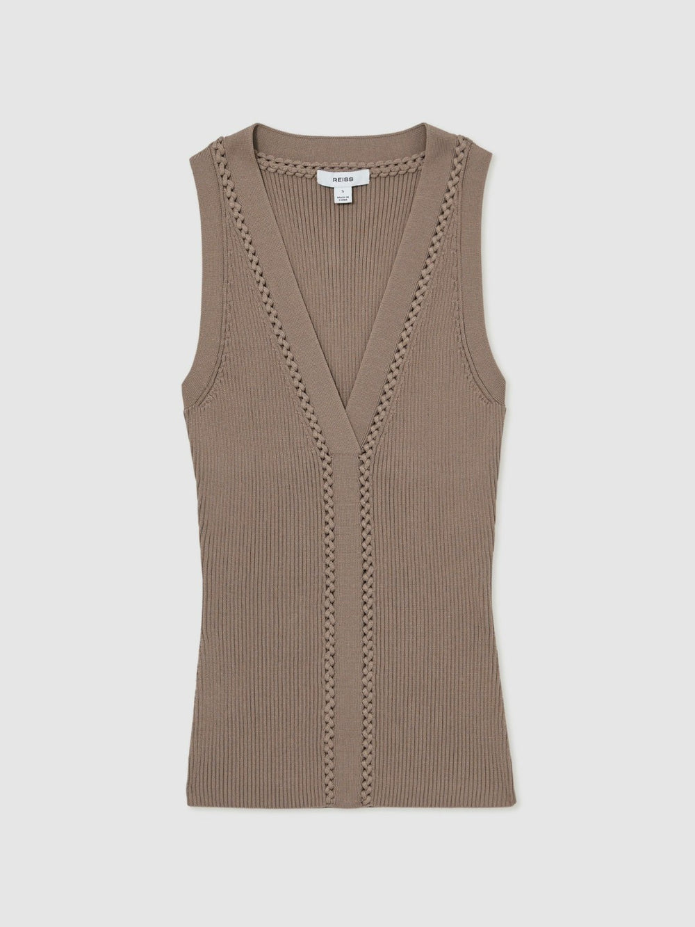 Women Craft-Stitch Rib-Knit Vest in Mink