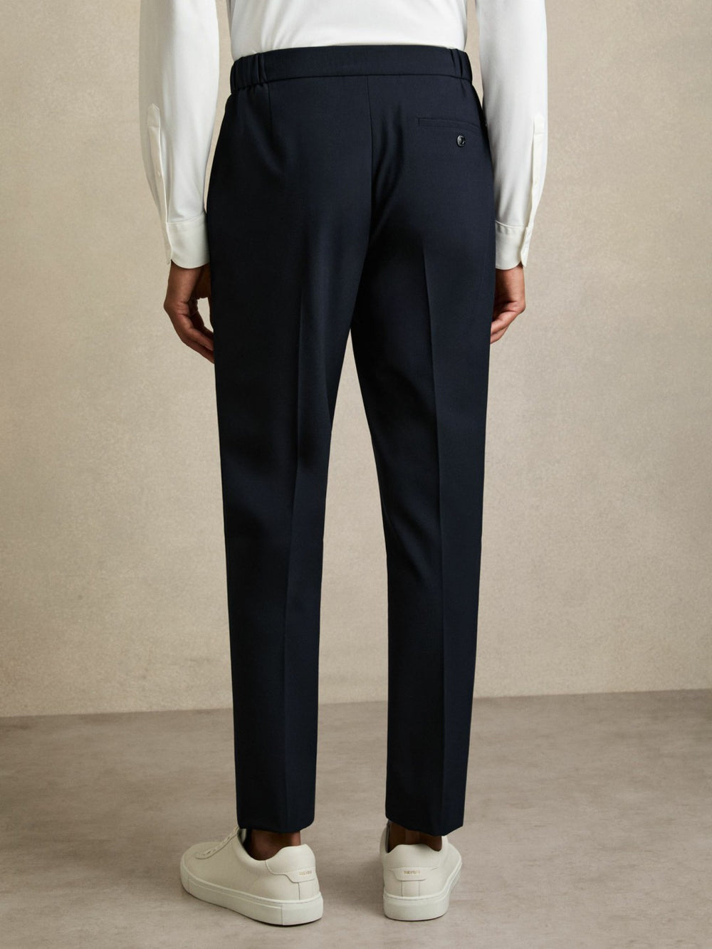 Men Slim-Fit Internal-Drawstring Trousers in Navy