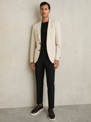 Men Slim-Fit Internal-Drawstring Trousers in Black