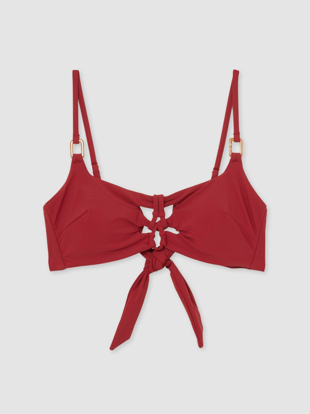 Women Cut-Out Detail Bikini Top in Dark Red