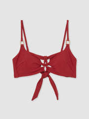 Women Cut-Out Detail Bikini Top in Dark Red