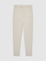 Men Slim-Fit Internal-Drawstring Trousers in Stone