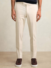 Men Slim-Fit Internal-Drawstring Trousers in Stone