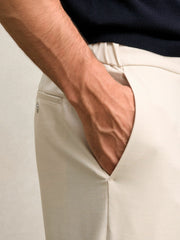 Men Slim-Fit Internal-Drawstring Trousers in Stone