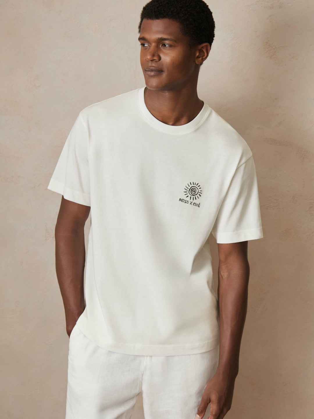 Men | Ché Cotton Palm-Tree T-Shirt in White