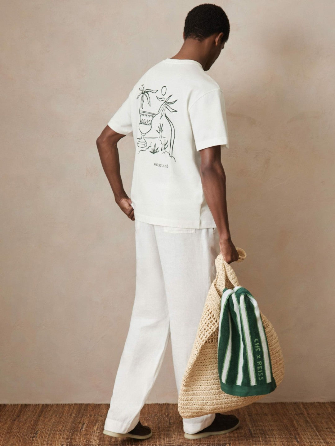 Men | Ché Cotton Palm-Tree T-Shirt in White
