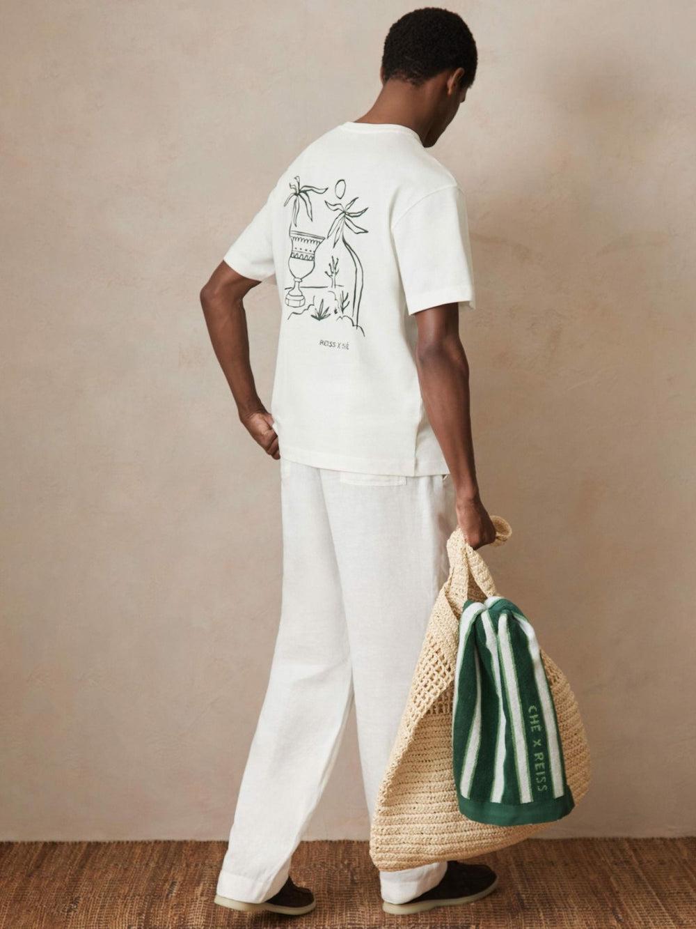 Men | Ché Cotton Palm-Tree T-Shirt in White