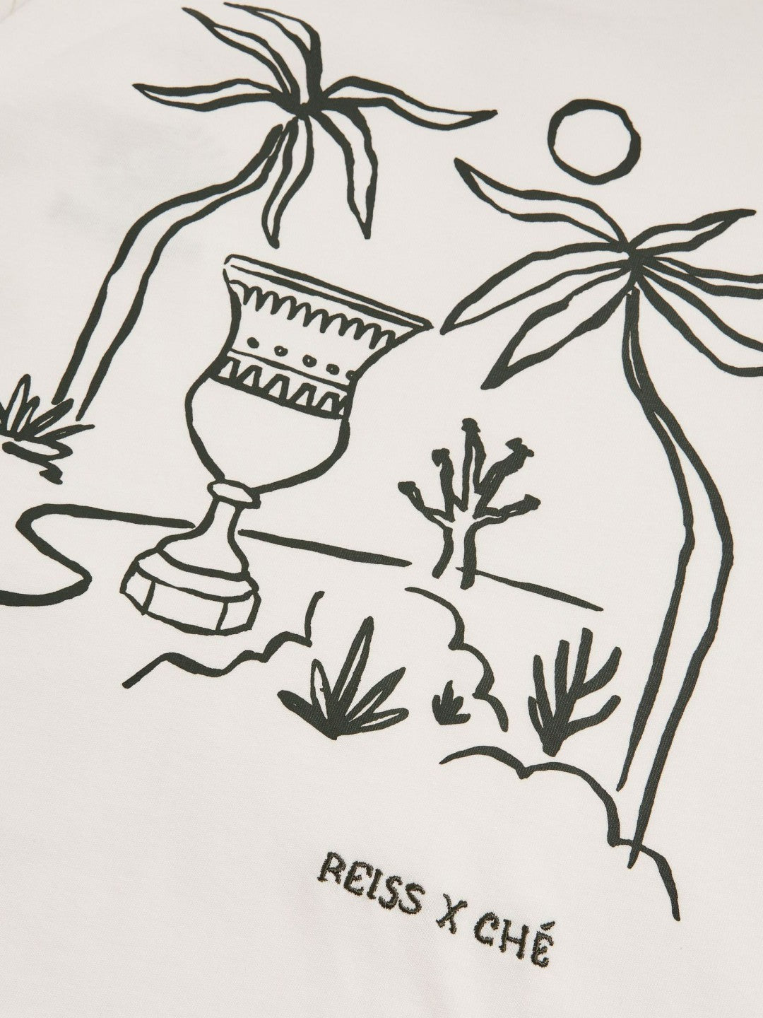 Men | Ché Cotton Palm-Tree T-Shirt in White