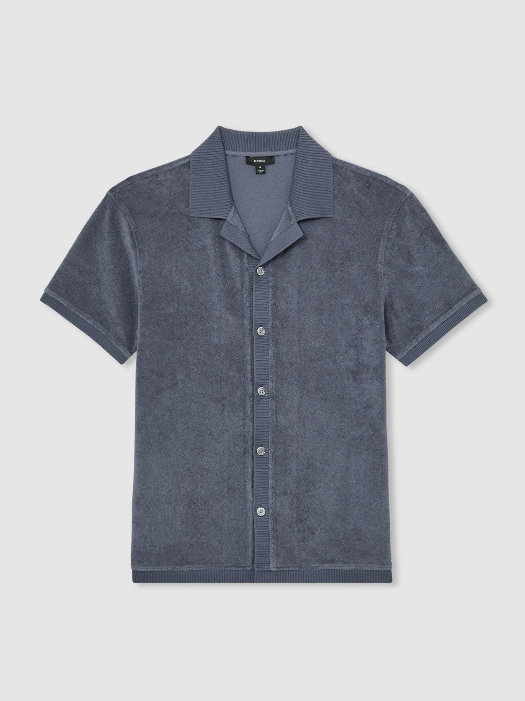 Men Cotton Blend Towelling Shirt in Airforce Blue