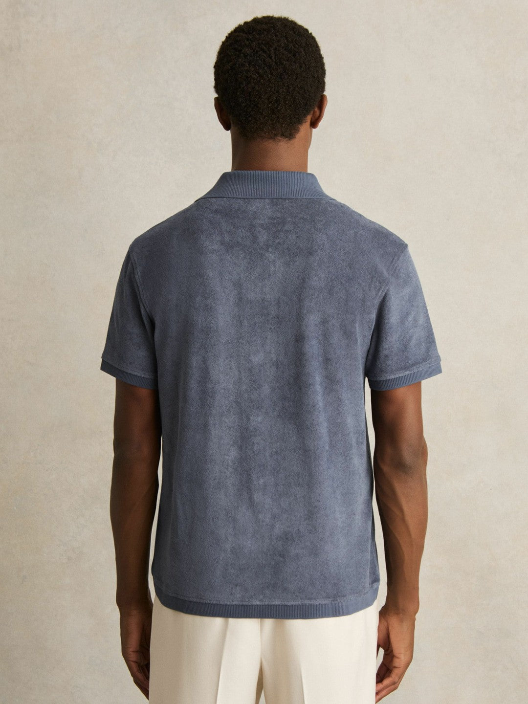 Men Cotton Blend Towelling Shirt in Airforce Blue