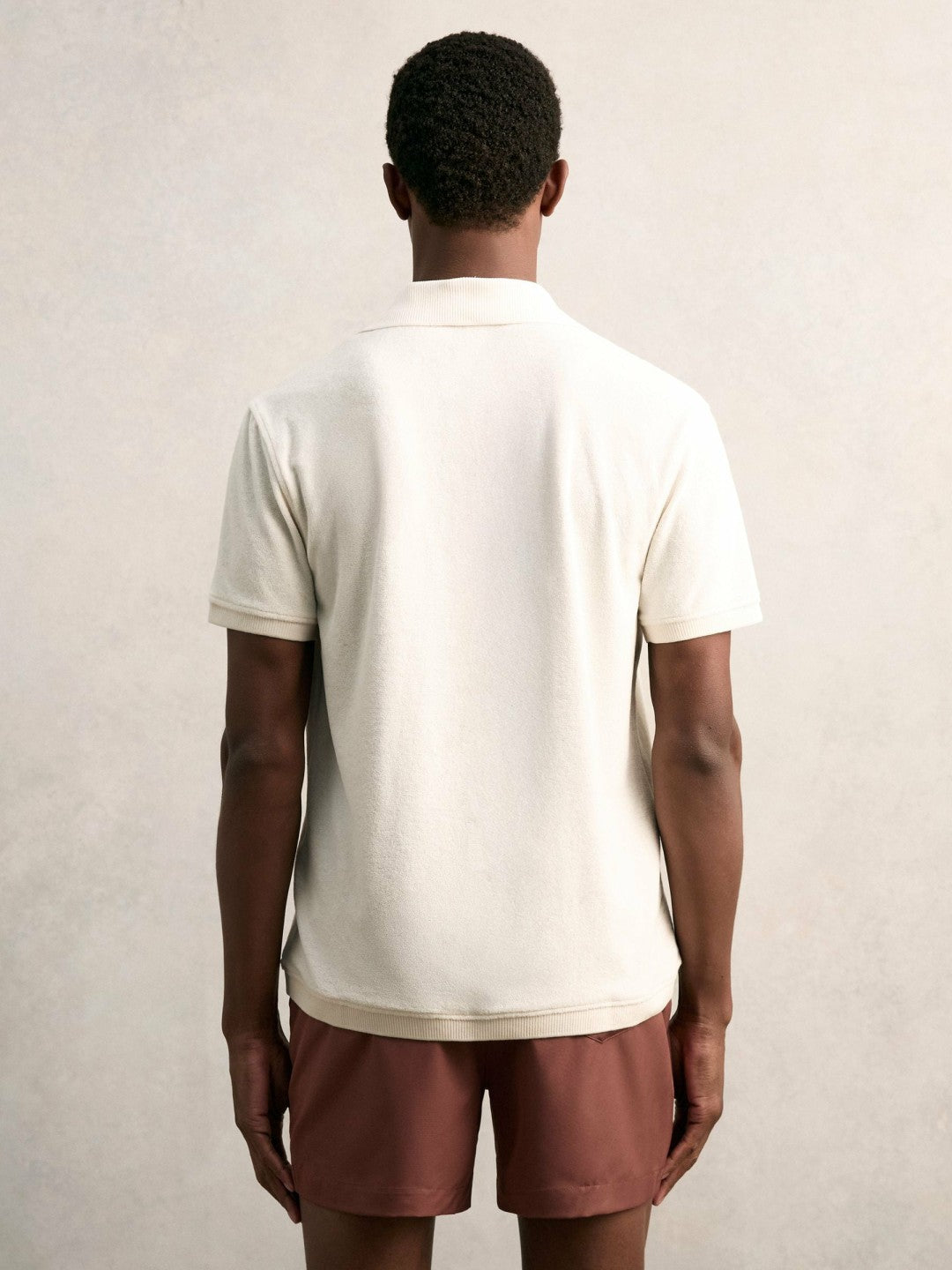 Men Cotton Blend Towelling Shirt in White