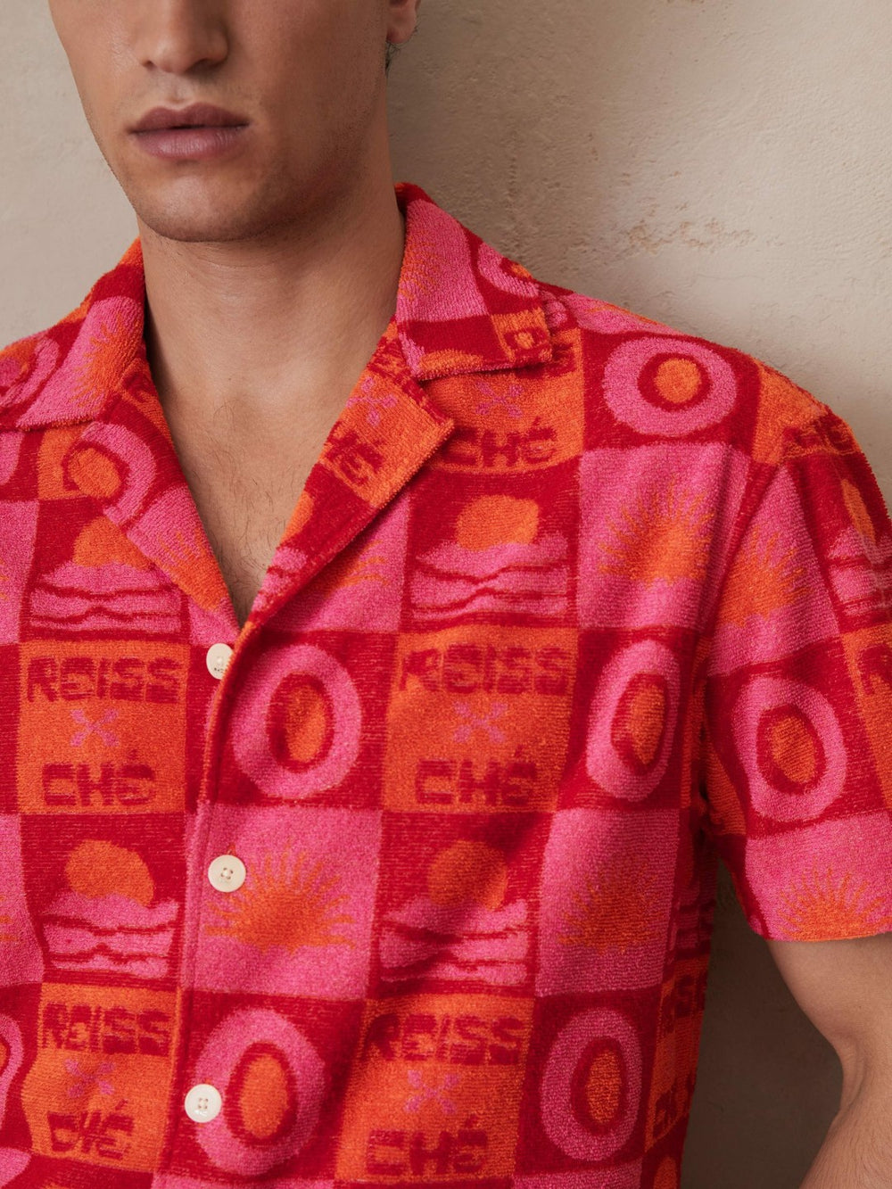 Men | Ché Sunset Towelling Shirt in Pink