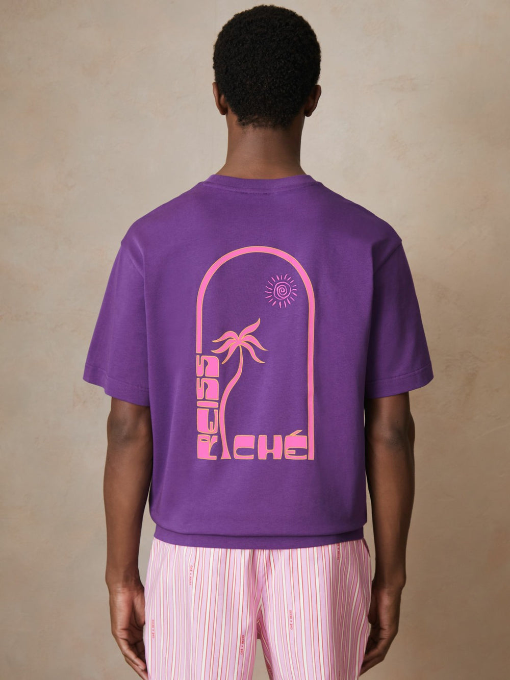 Men | Ché Cotton Palm-Print T-Shirt in Purple