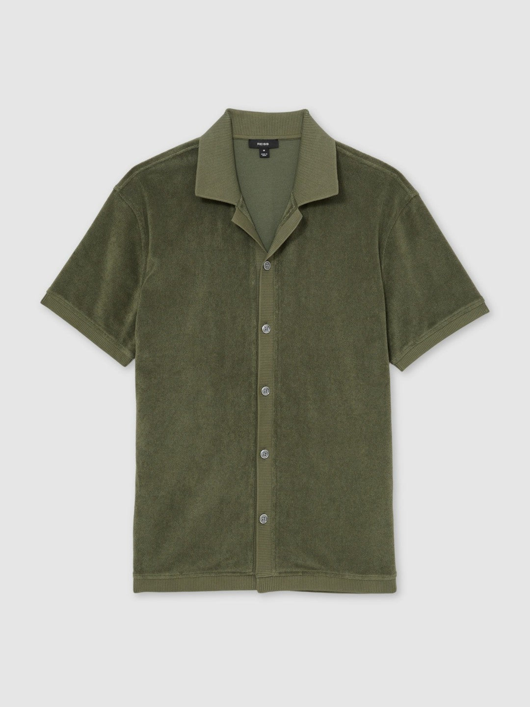 Men Cotton Blend Towelling Shirt in Green