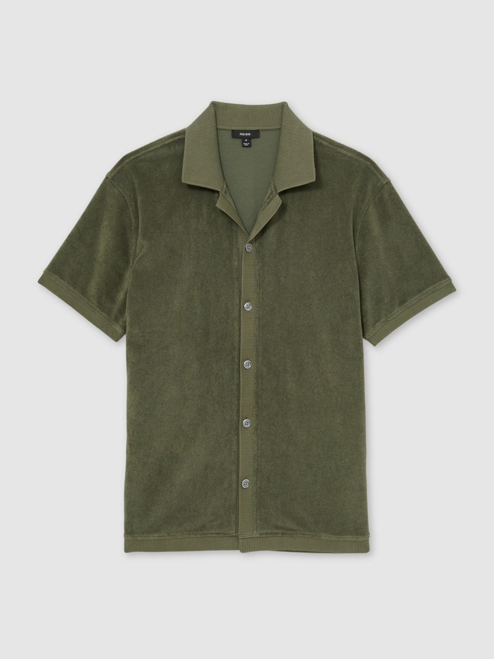 Men Cotton Blend Towelling Shirt in Green