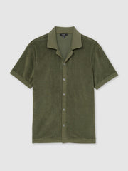 Men Cotton Blend Towelling Shirt in Green