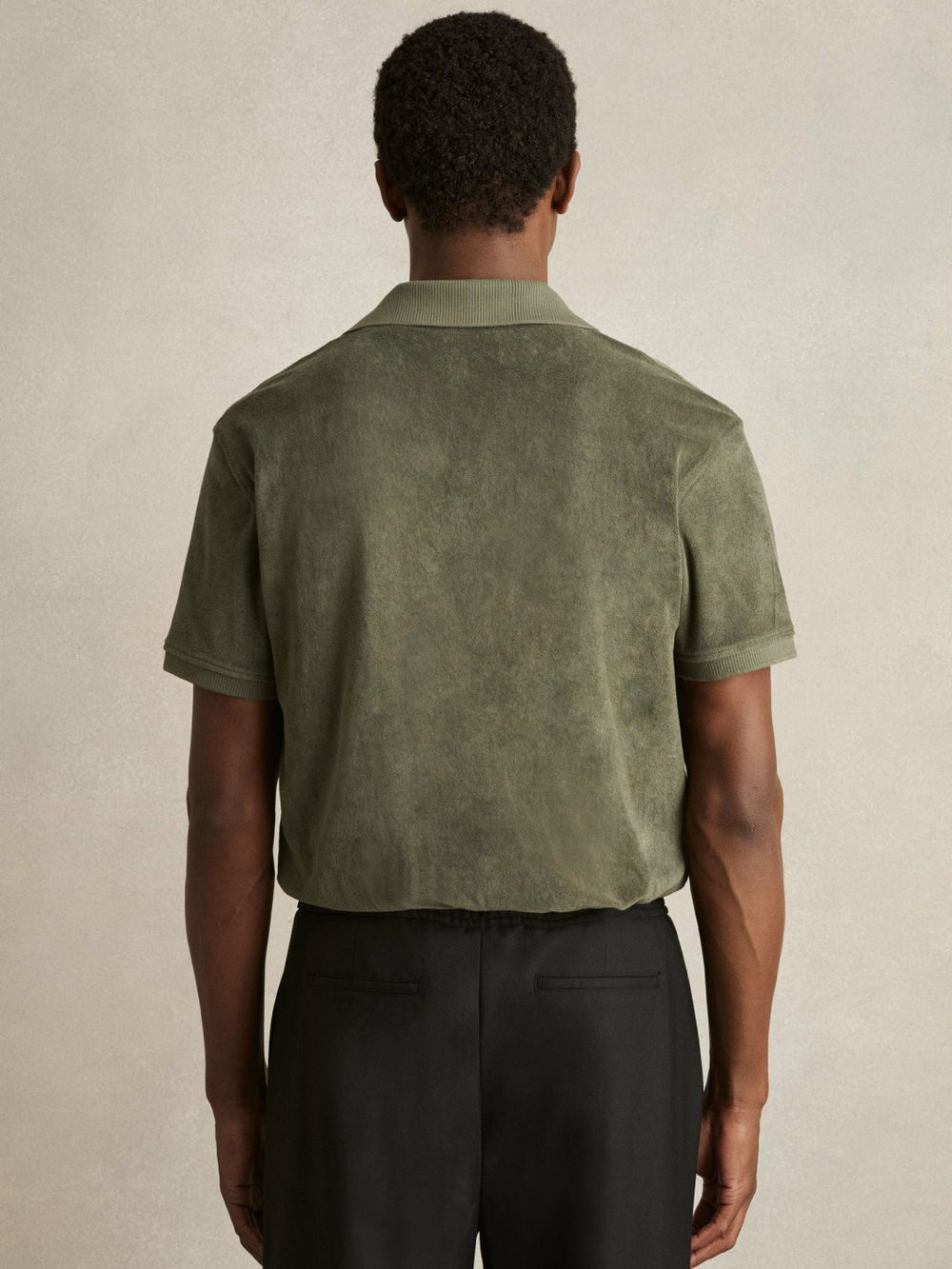 Men Cotton Blend Towelling Shirt in Green