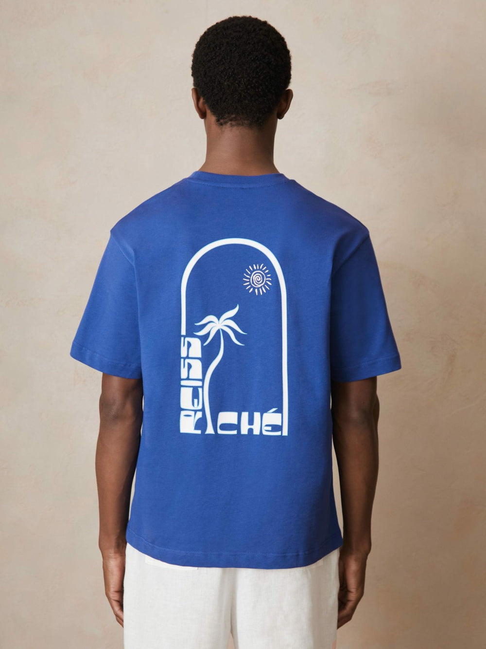 Men | Ché Cotton Palm-Print T-Shirt in Blue