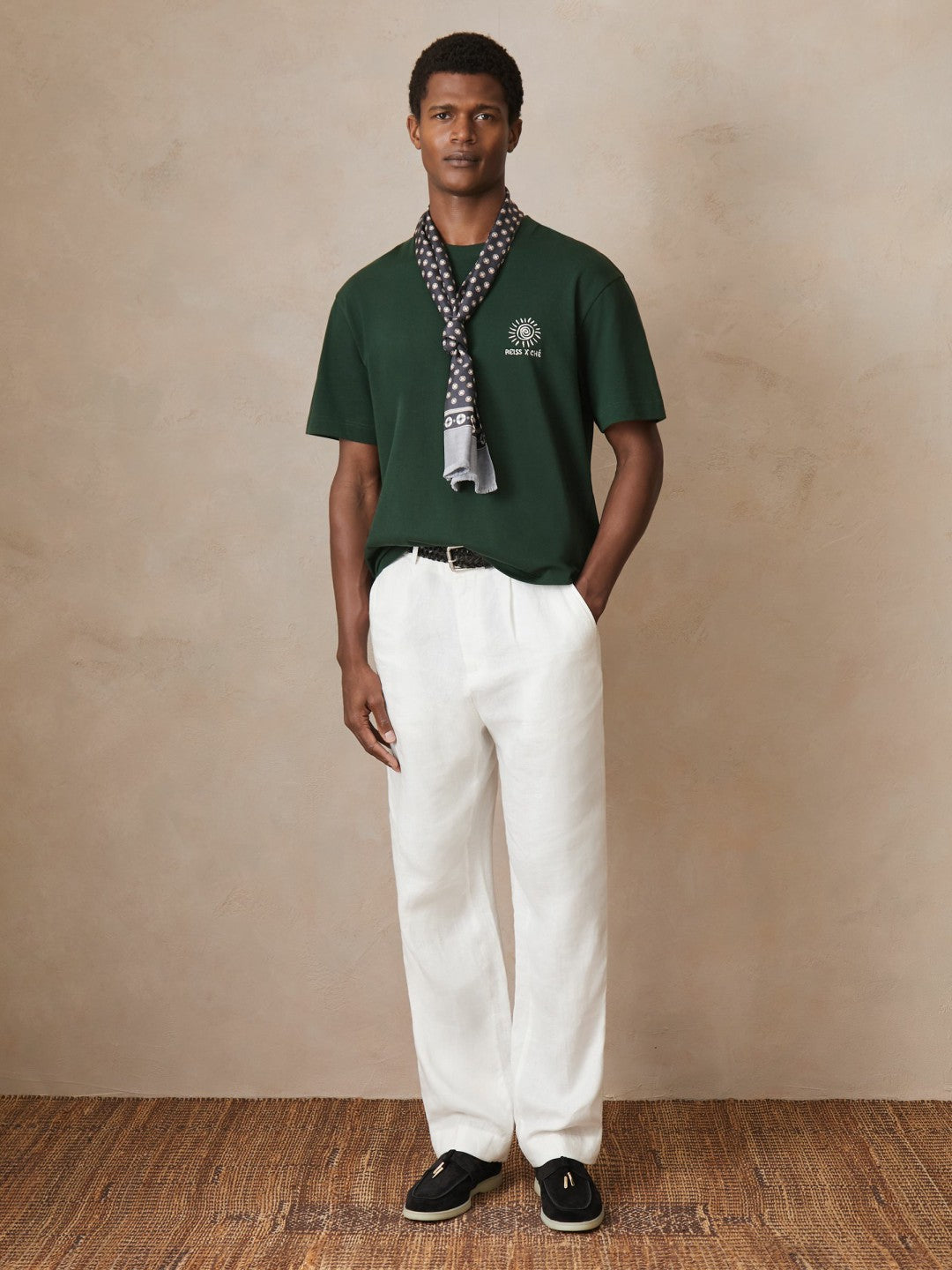 Men | Ché Cotton Palm-Tree T-Shirt in Green