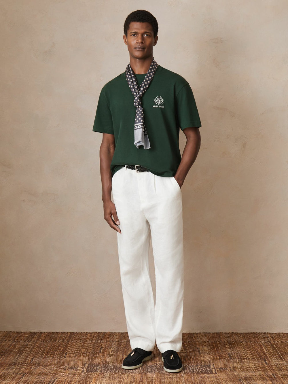 Men | Ché Cotton Palm-Tree T-Shirt in Green