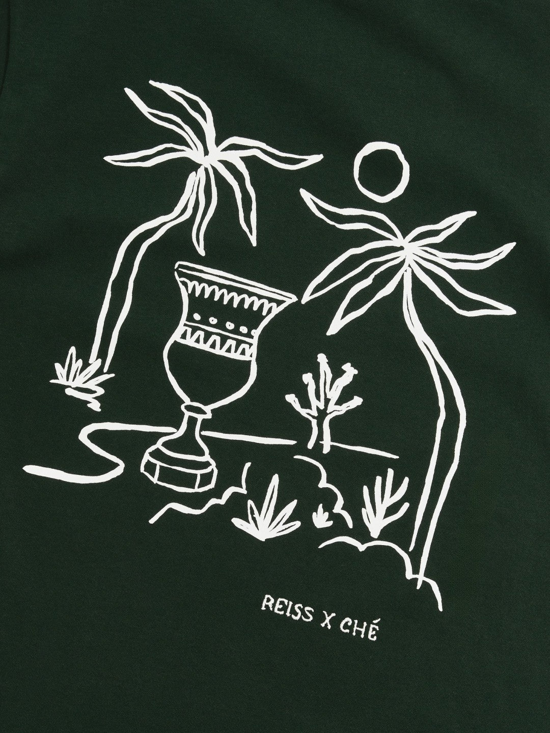 Men | Ché Cotton Palm-Tree T-Shirt in Green
