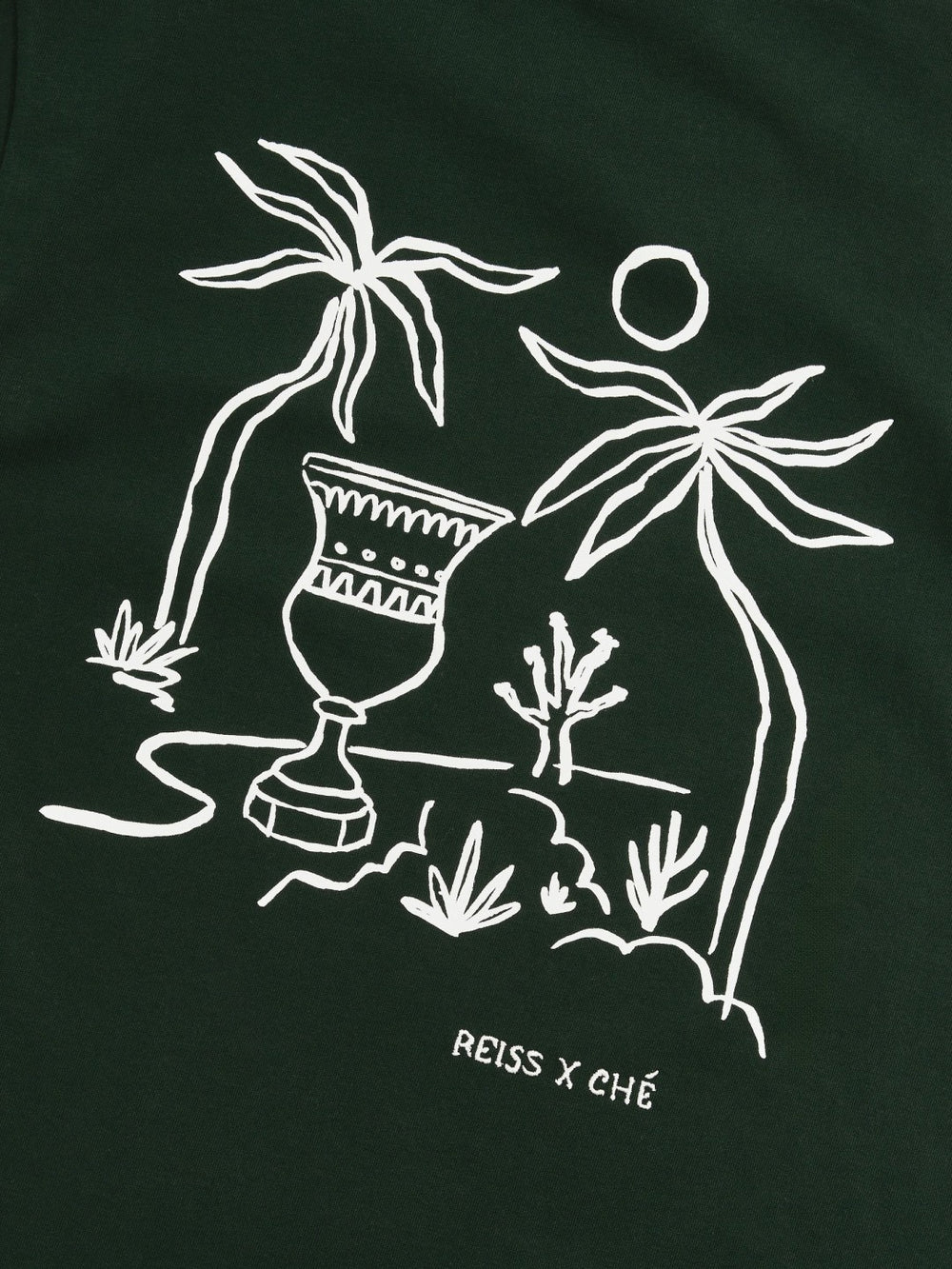 Men | Ché Cotton Palm-Tree T-Shirt in Green